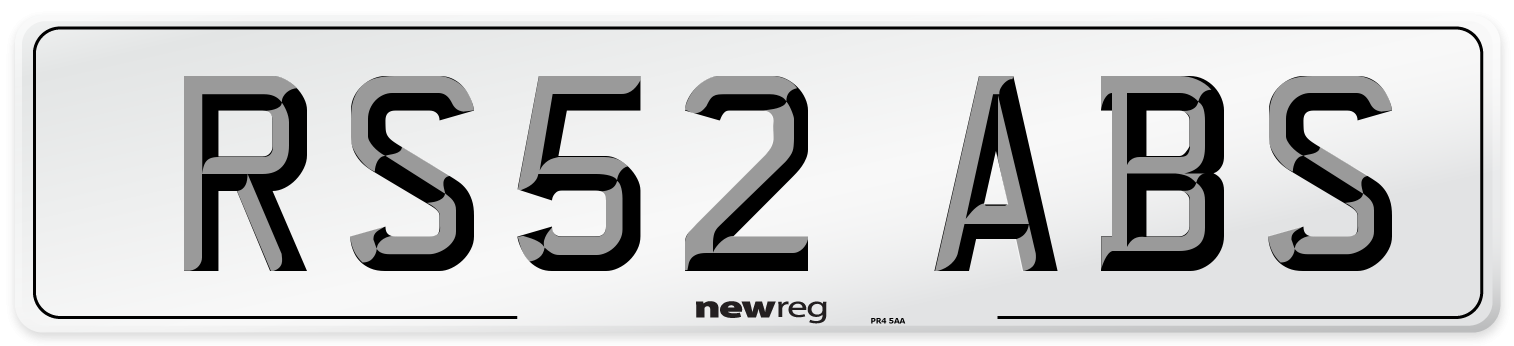 RS52 ABS Number Plate from New Reg